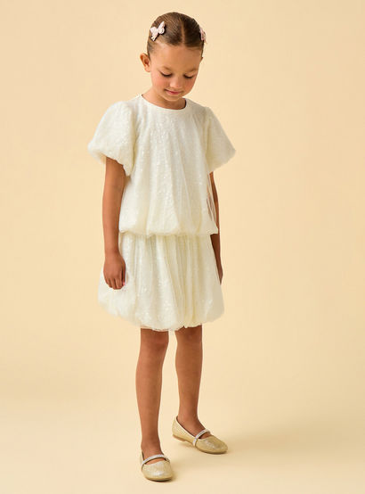 Juniors Crew Neck Short Sleeves Top and Skirt Set with Sequin Detail-baby-girls-clothing-setsandcoords-image-3