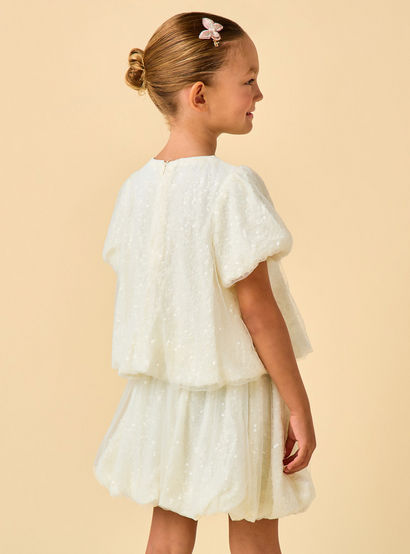 Juniors Crew Neck Short Sleeves Top and Skirt Set with Sequin Detail-baby-girls-clothing-setsandcoords-image-6