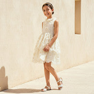 Eligo Ruffle Neck Sleeveless Tiered Dress with Embroidered Detail-undefined-image-1