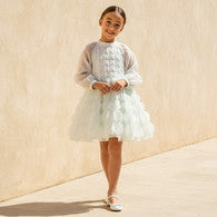 Eligo Mandarin Neck Long Sleeves Dress with Circle Applique-undefined-image-1