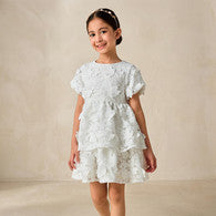 Eligo Round Neck Short Sleeves Tiered Dress with Lace Detail-undefined-image-1
