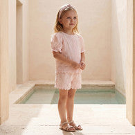 Eligo Round Neck Short Sleeves Top and Shorts Set with Embroidery-undefined-image-1