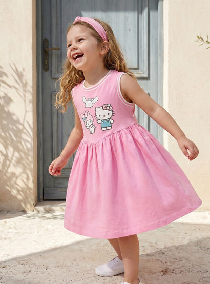 Sanrio Round Neck Sleeveless Knee-Length Dress with Hello Kitty and Friends Print-girls-clothing-dressesandjumpsuits-image-2