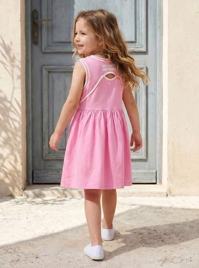 Sanrio Round Neck Sleeveless Knee-Length Dress with Hello Kitty and Friends Print-girls-clothing-dressesandjumpsuits-image-3