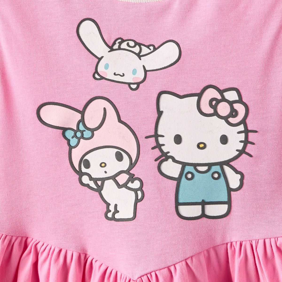 Sanrio Round Neck Sleeveless Knee-Length Dress with Hello Kitty and Friends Print