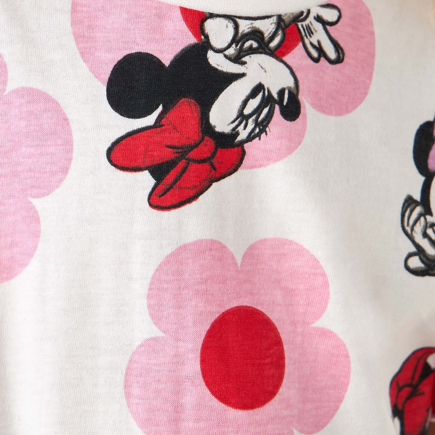 Disney Crew Neck Short Ruffle Sleeves T-shirt with Minnie Mouse Print