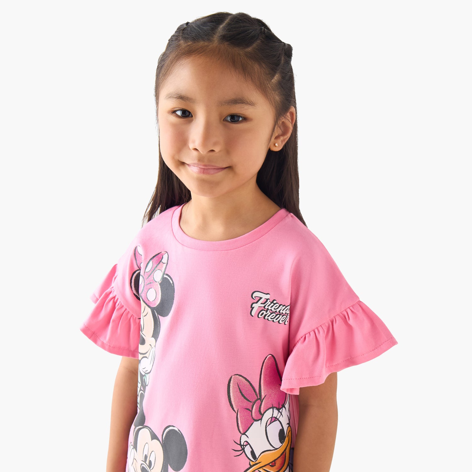 Disney Crew Neck Short Sleeves T-Shirt with Mickey and Minnie Mouse Print