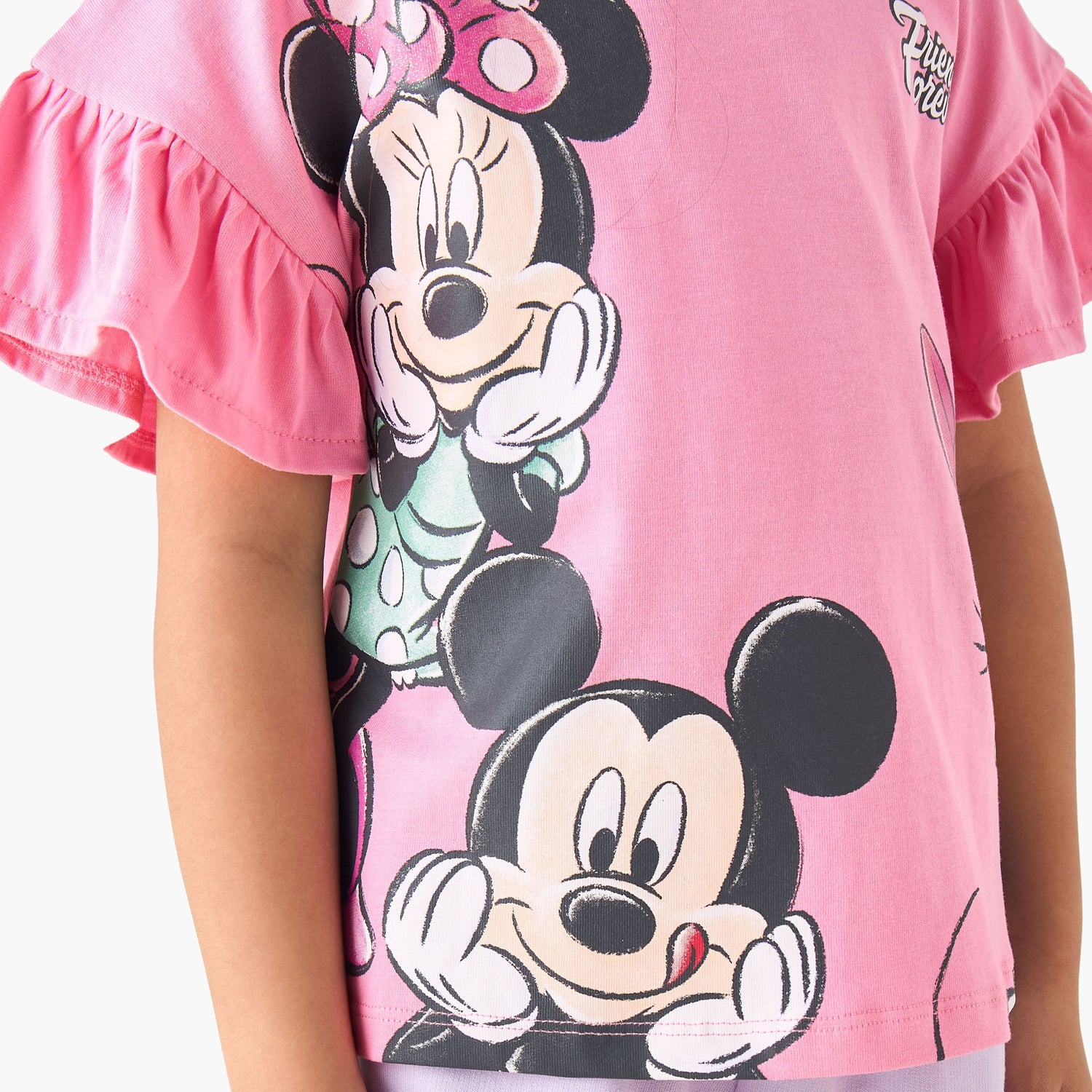 Disney Crew Neck Short Sleeves T-Shirt with Mickey and Minnie Mouse Print
