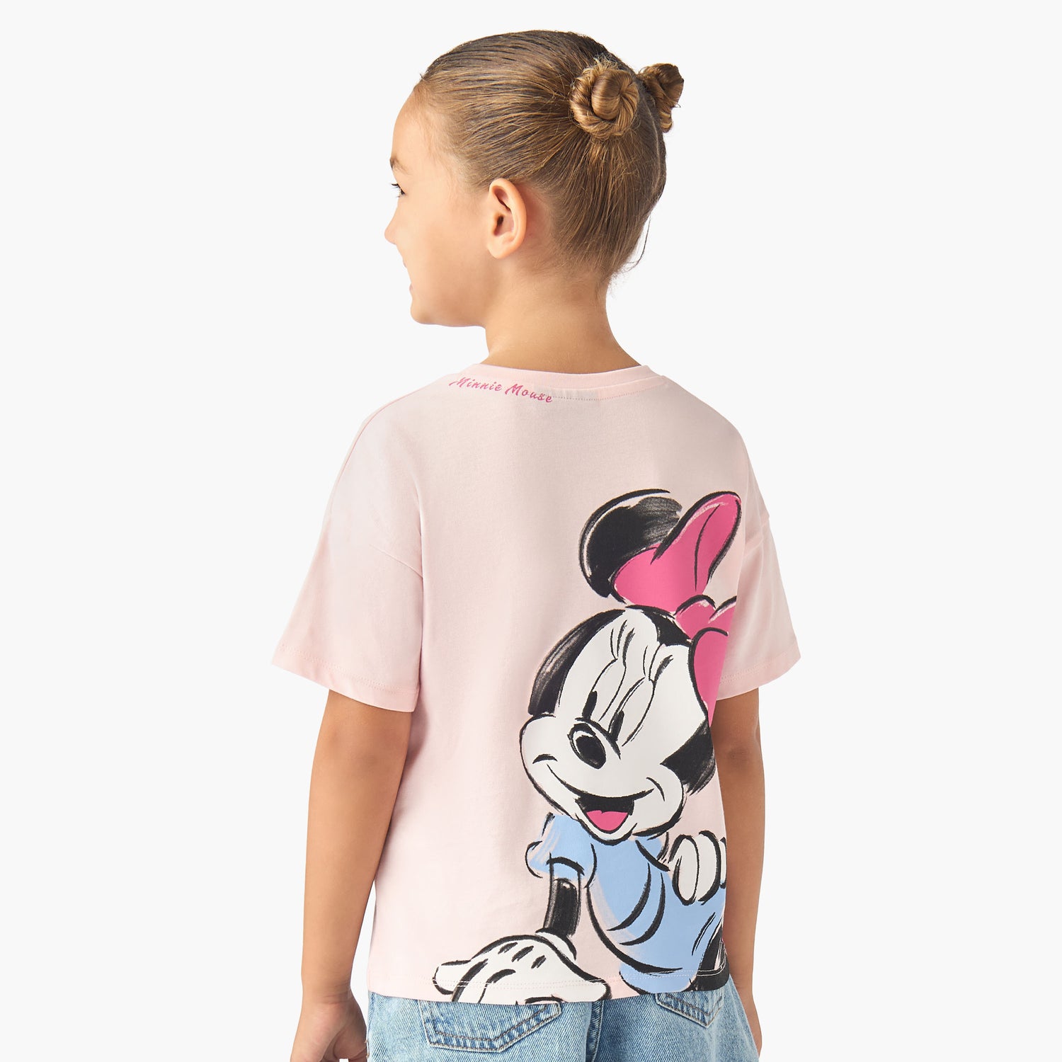 Disney Crew Neck Short Sleeves T-shirt with Minnie Mouse Print - Pink / 1-2 yrs