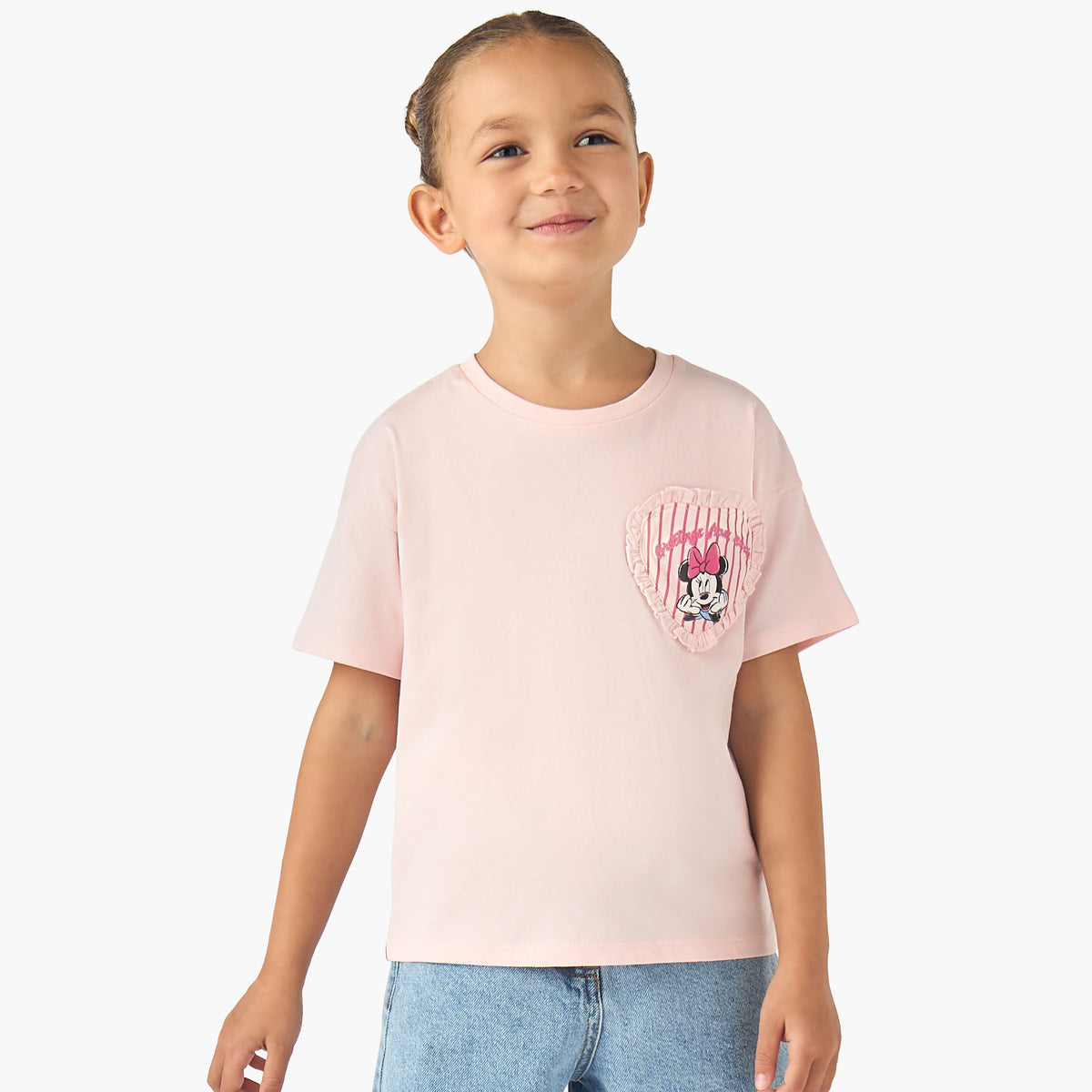 Disney Crew Neck Short Sleeves T-shirt with Minnie Mouse Print