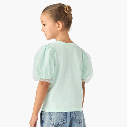 Disney Round Neck Short Sleeve T-shirt with Stitch Print
