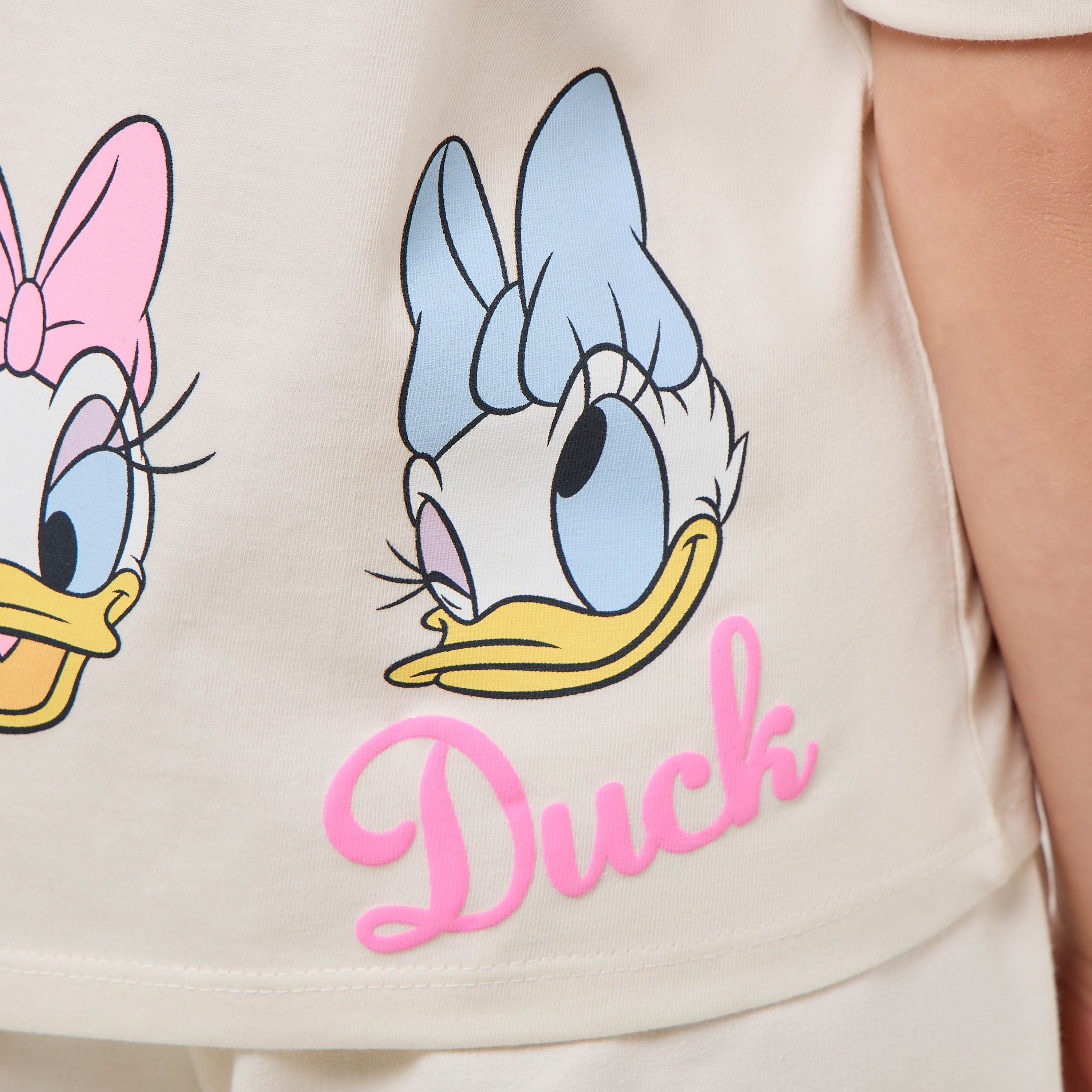 Disney Round Neck Short Sleeve T-shirt with Daisy Duck Print