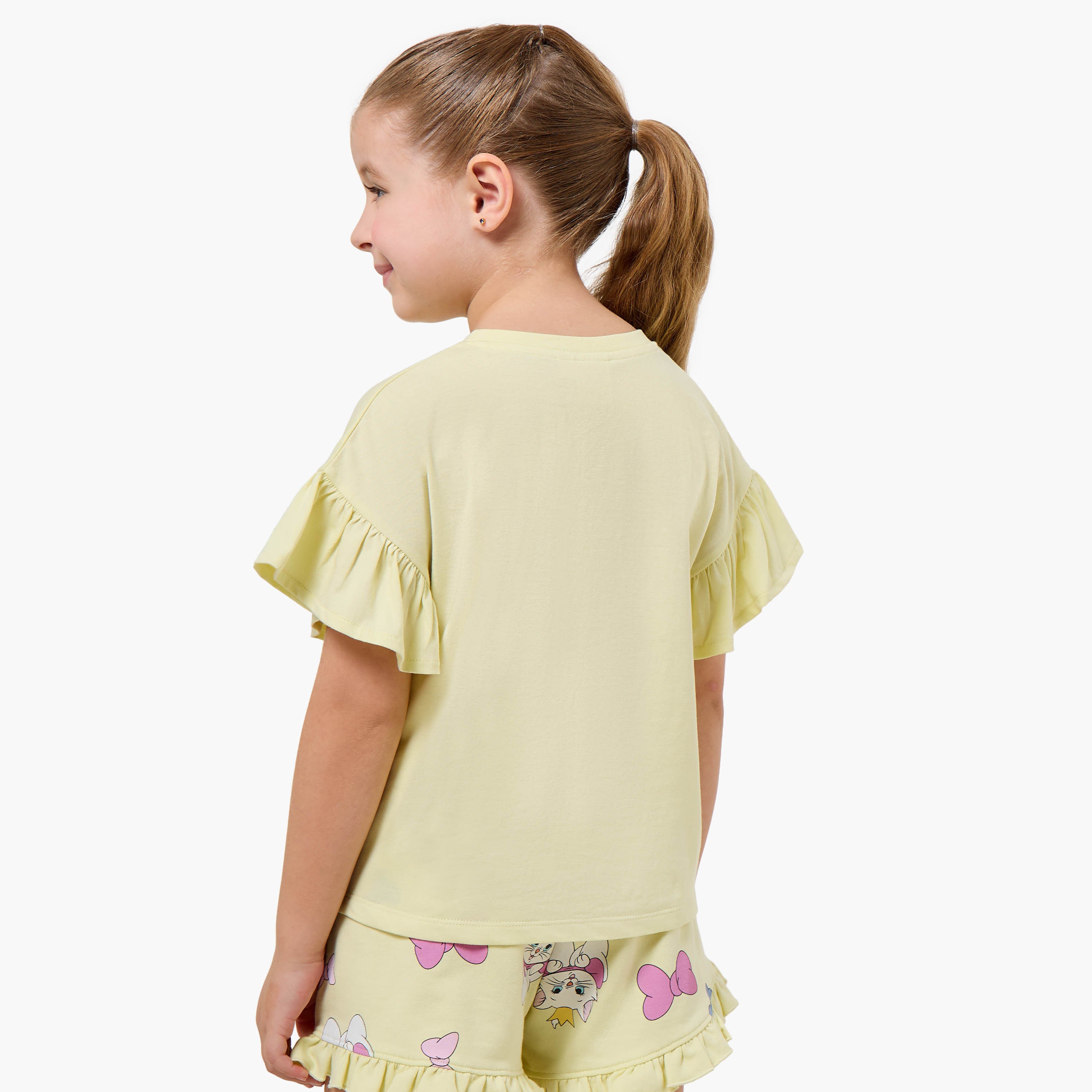 Disney Crew Neck Short Sleeve T-shirt with Marie Print