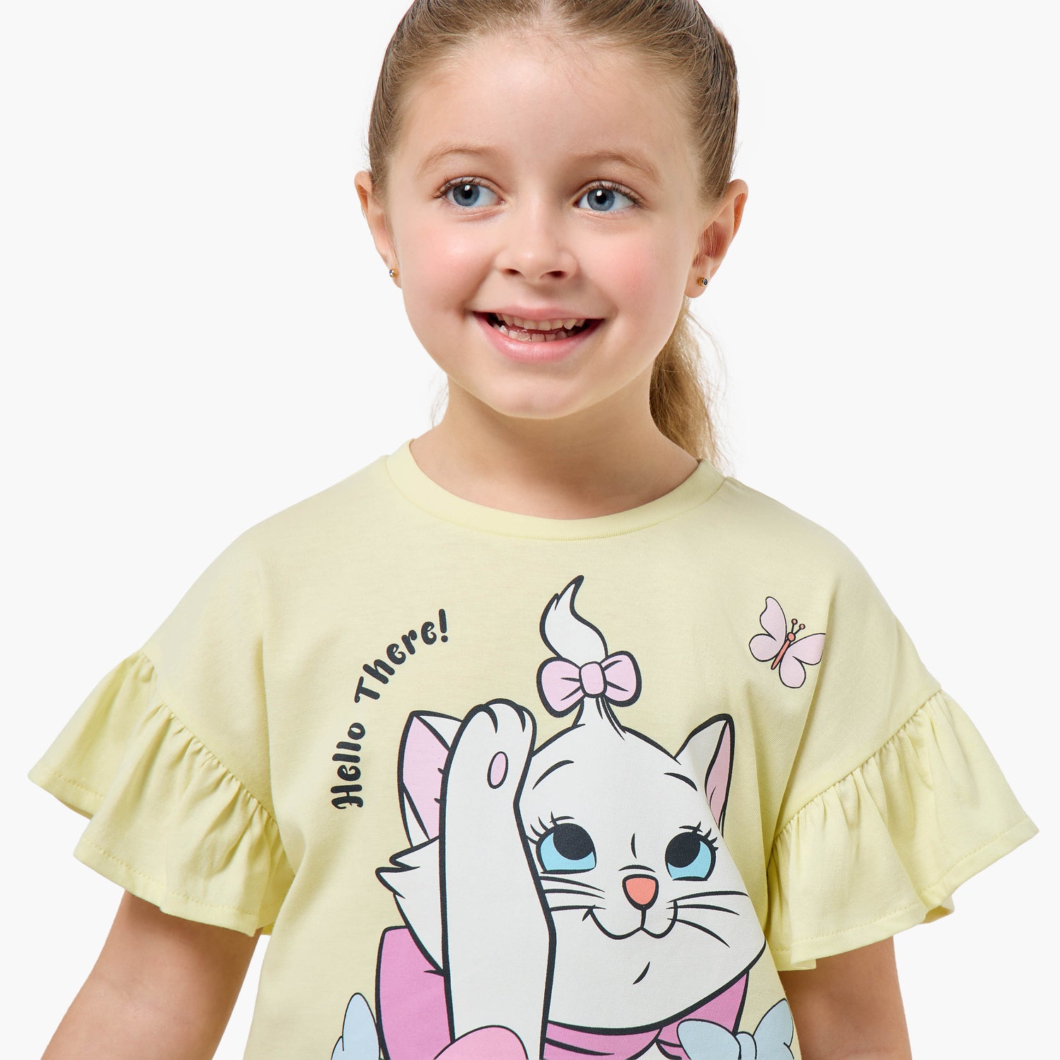 Disney Crew Neck Short Sleeve T-shirt with Marie Print