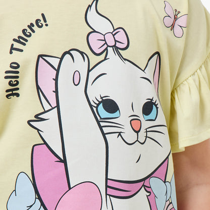 Disney Crew Neck Short Sleeve T-shirt with Marie Print