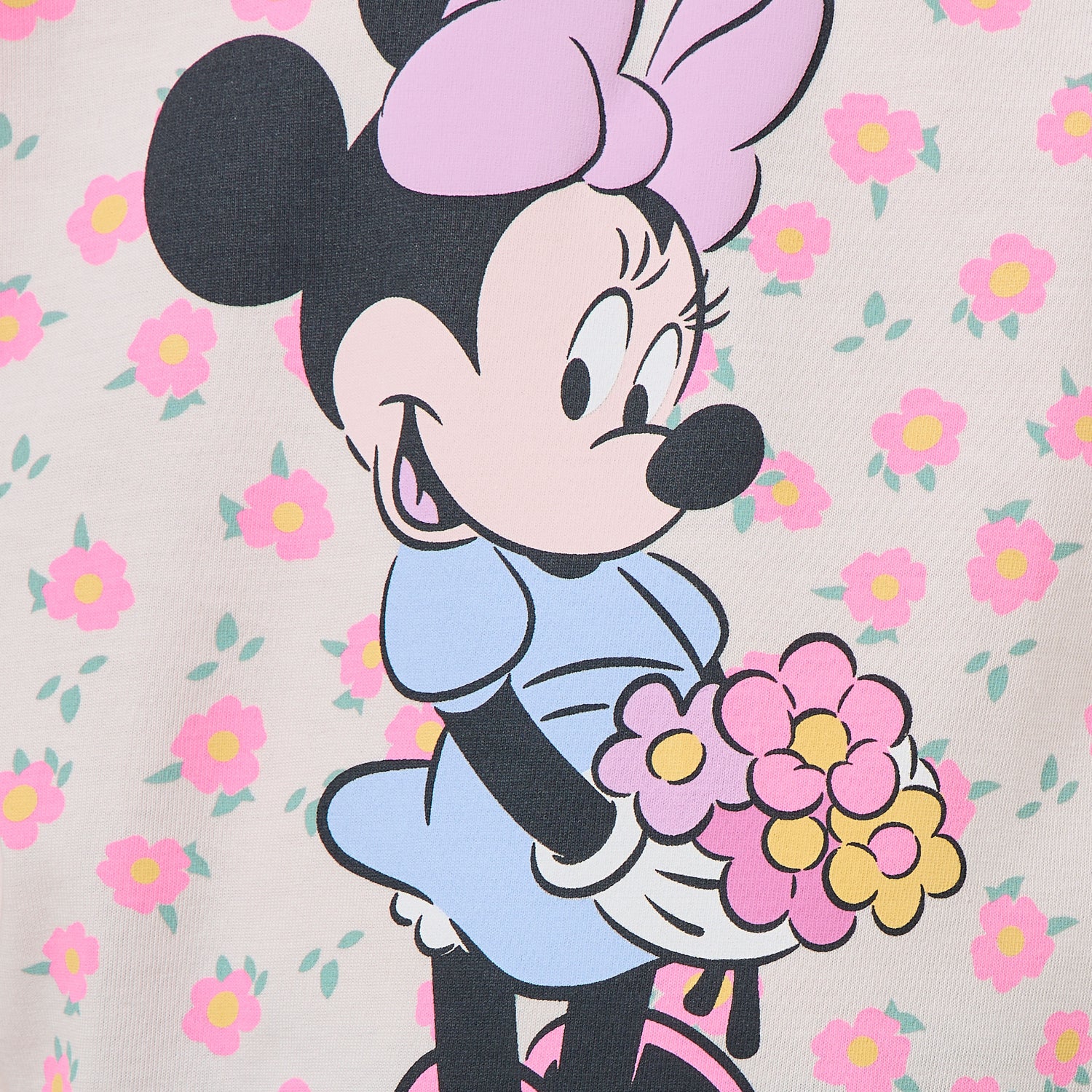 Disney Round Neck Short Sleeve T-shirt with Minnie Mouse Print
