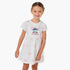 Disney Round Neck Short Sleeves A-line Dress with Floral Stitch Print - White / 1-2 yrs