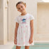Disney Round Neck Short Sleeves A-line Dress with Floral Stitch Print - White / 5-6 yrs
