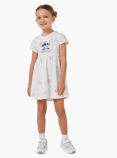 Disney Round Neck Short Sleeves A-line Dress with Floral Stitch Print-girls-clothing-dressesandjumpsuits-image-2
