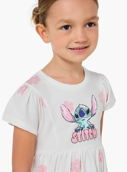 Disney Round Neck Short Sleeves A-line Dress with Floral Stitch Print-girls-clothing-dressesandjumpsuits-image-4