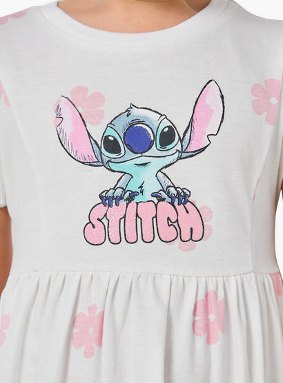 Disney Round Neck Short Sleeves A-line Dress with Floral Stitch Print-girls-clothing-dressesandjumpsuits-image-5