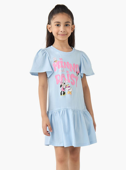 Disney Round Neck Short Sleeves A-line Dress with Minnie and Daisy Print-girls-clothing-dressesandjumpsuits-image-1