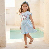 Disney Round Neck Short Sleeves Knee Length A-line Dress with Marie Print-undefined-image-1