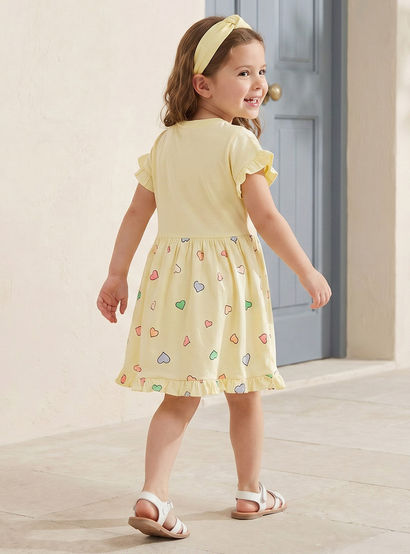 Disney Round Neck Short Sleeves Knee Length A-line Dress with Mickey and Minnie Mouse Print-girls-clothing-dressesandjumpsuits-image-3