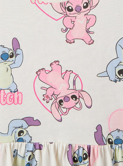 Disney Round Neck Short Sleeves Knee Length A-line Dress with Angel and Stitch Print-girls-clothing-dressesandjumpsuits-image-4