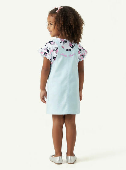 Disney Round Neck Short Sleeves T-shirt and Pinafore Set with Minnie Mouse Print-girls-clothing-dressesandjumpsuits-image-3