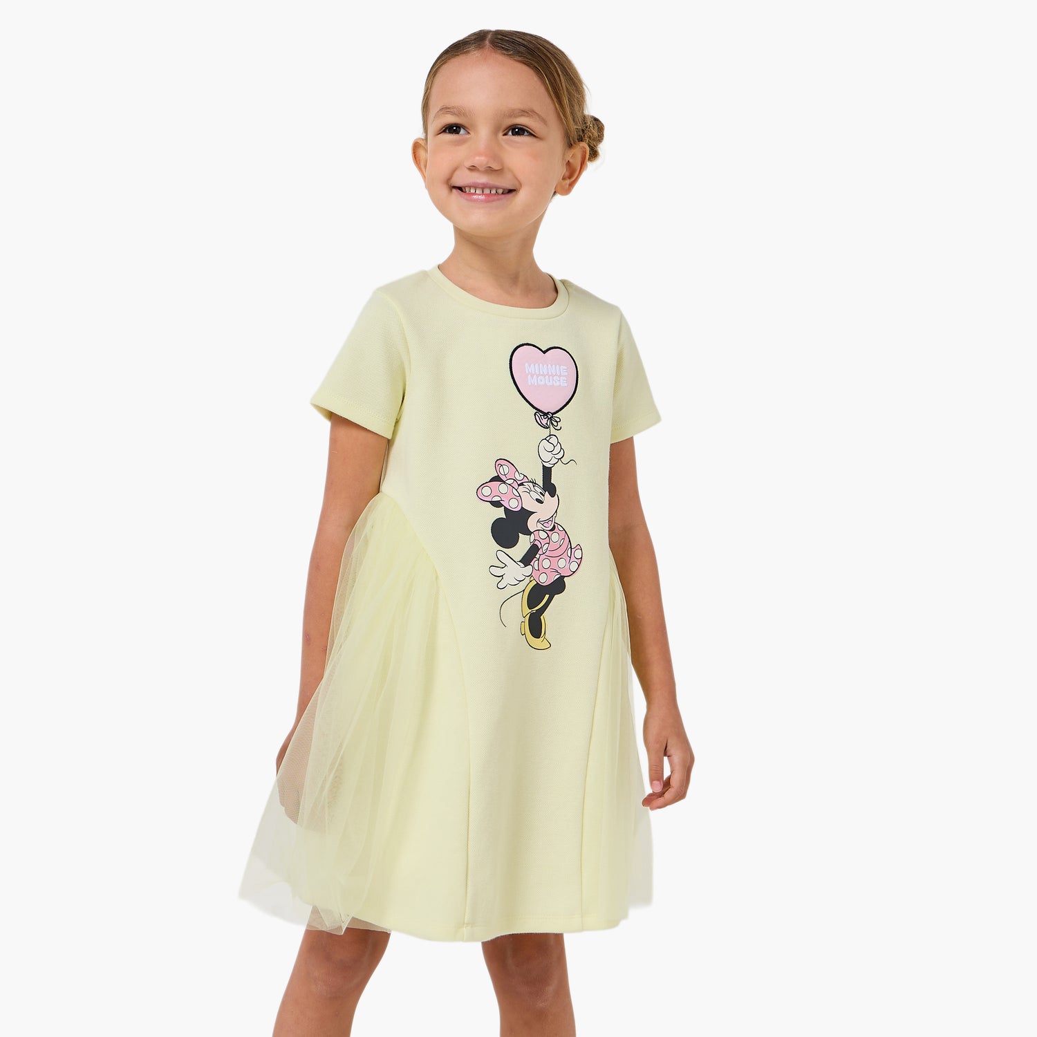 Disney Round Neck Short Sleeve A-line Dress with Minnie Mouse Print - Green / 2-3 yrs