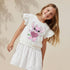 Disney Crew Neck Cap Sleeves Knee Length Dress with Stitch Print - White / 1-2 yrs