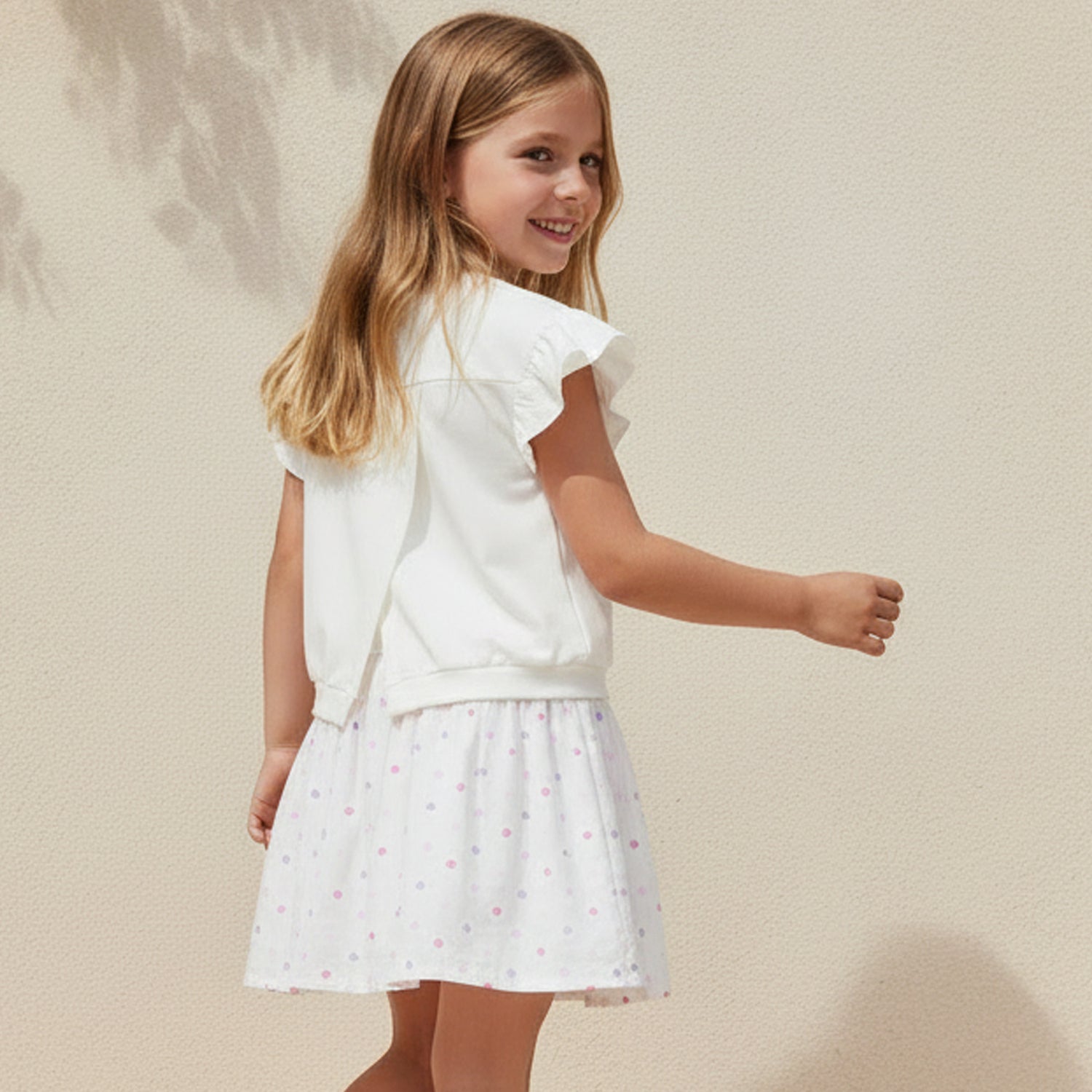Disney Crew Neck Cap Sleeves Knee Length Dress with Stitch Print