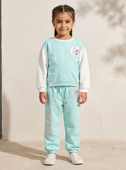Disney Round Neck Long Sleeves Sweatshirt and Joggers Set with Minnie Mouse Print-baby-girls-clothing-setsandcoords-image-1