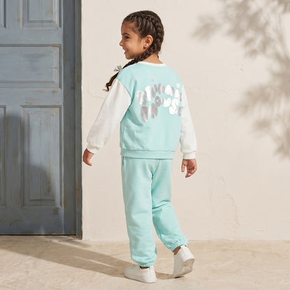 Disney Round Neck Long Sleeves Sweatshirt and Joggers Set with Minnie Mouse Print