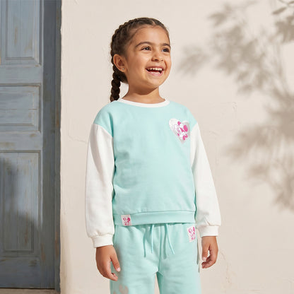 Disney Round Neck Long Sleeves Sweatshirt and Joggers Set with Minnie Mouse Print