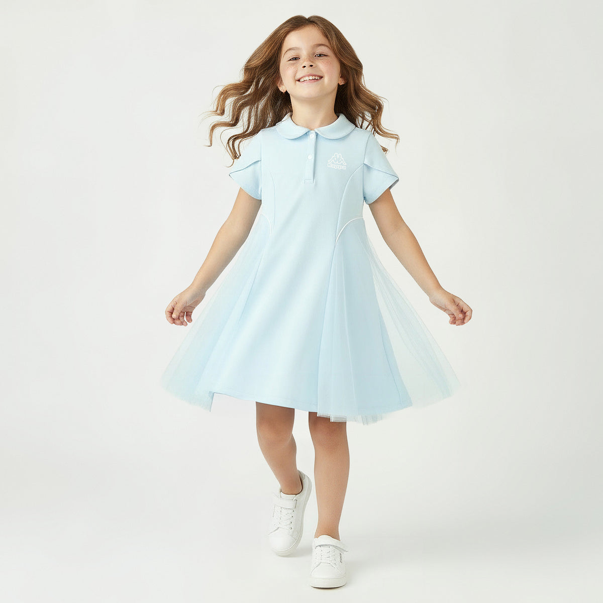 Kappa Collared Short Sleeve Polo Dress with Tulle Overlay