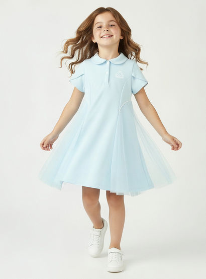 Kappa Collared Short Sleeve Polo Dress with Tulle Overlay-girls-clothing-dressesandjumpsuits-image-2