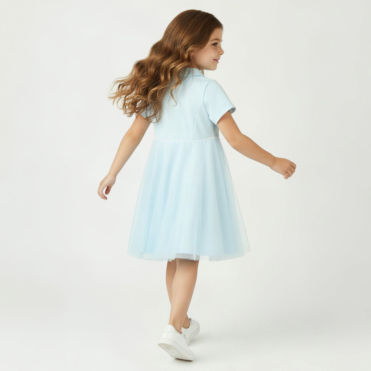 Kappa Collared Short Sleeve Polo Dress with Tulle Overlay