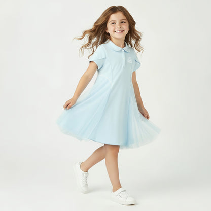 Kappa Collared Short Sleeve Polo Dress with Tulle Overlay