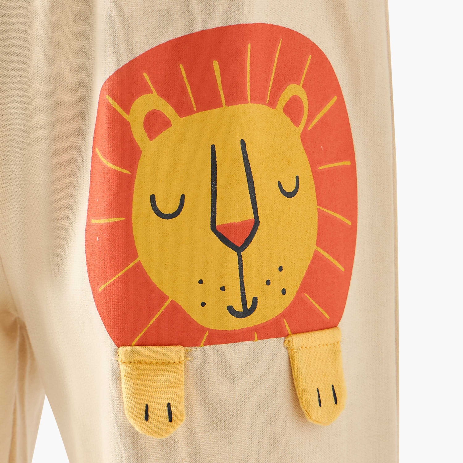 Juniors Crew Neck Long Sleeves Pyjama Set with Lion Applique