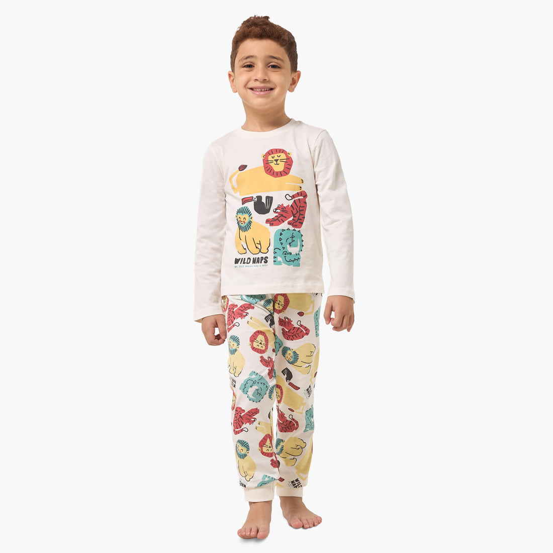 Pack of 2 Juniors Cotton Crew Neck Long Sleeves Pyjama Set with Assorted Print