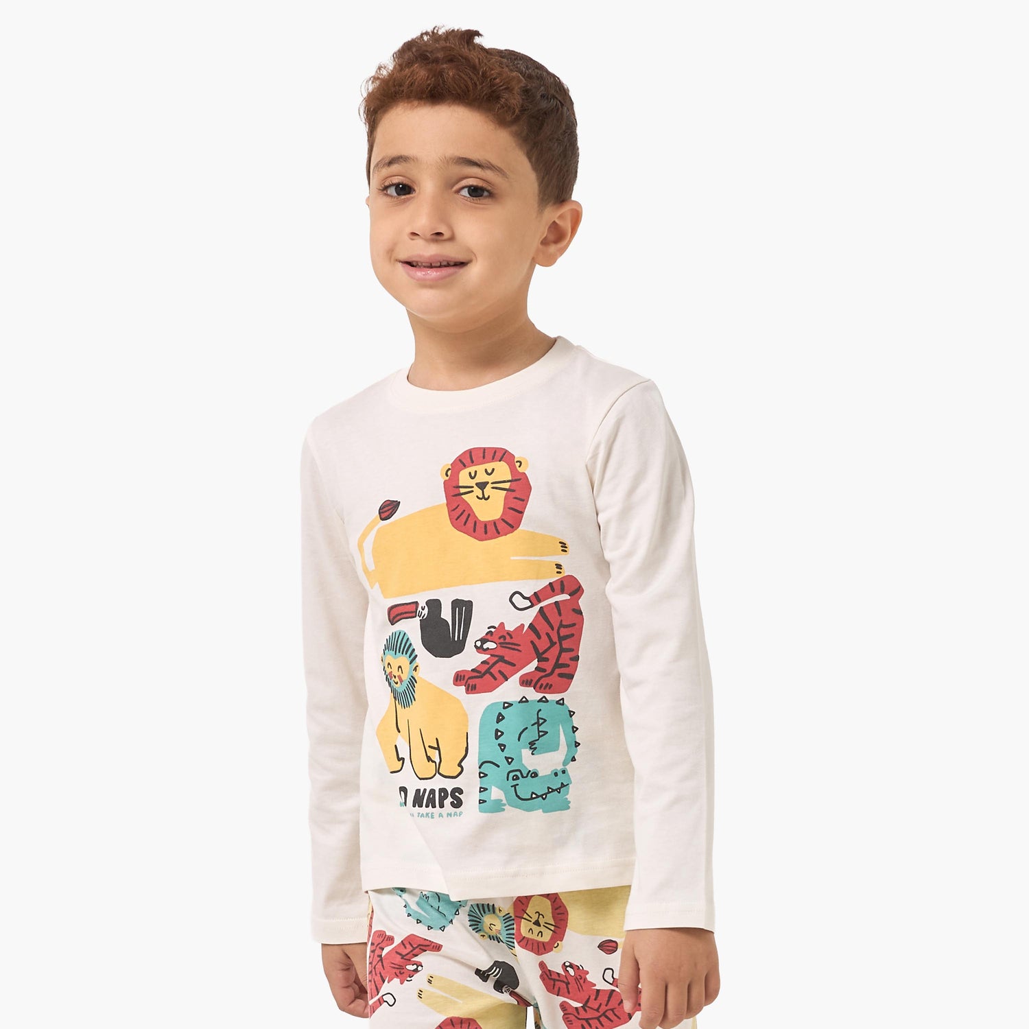 Pack of 2 Juniors Cotton Crew Neck Long Sleeves Pyjama Set with Assorted Print