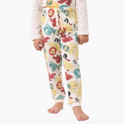 Pack of 2 Juniors Cotton Crew Neck Long Sleeves Pyjama Set with Assorted Print