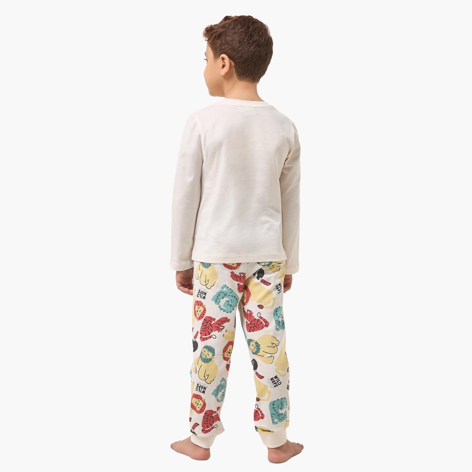Pack of 2 Juniors Cotton Crew Neck Long Sleeves Pyjama Set with Assorted Print