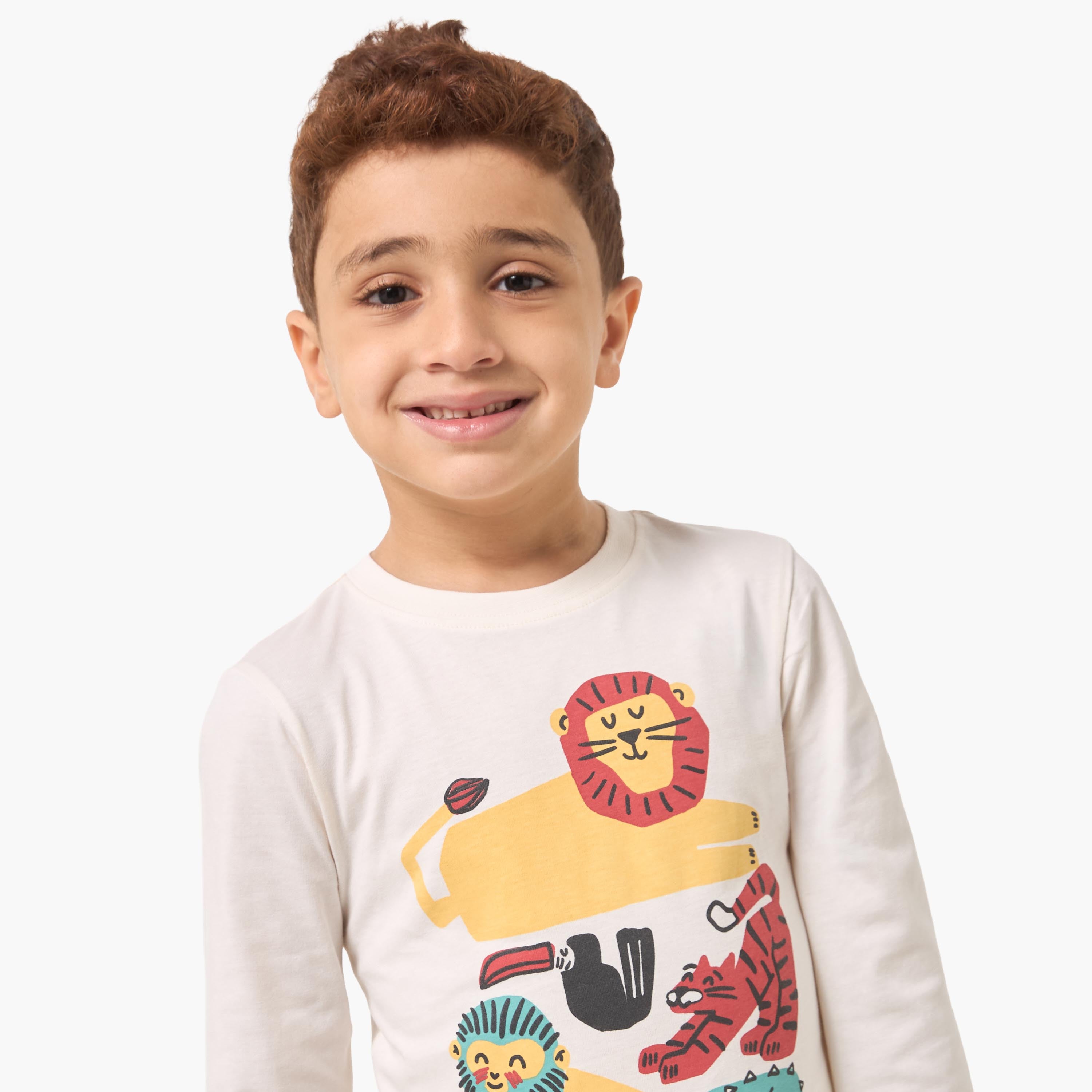 Pack of 2 Juniors Cotton Crew Neck Long Sleeves Pyjama Set with Assorted Print