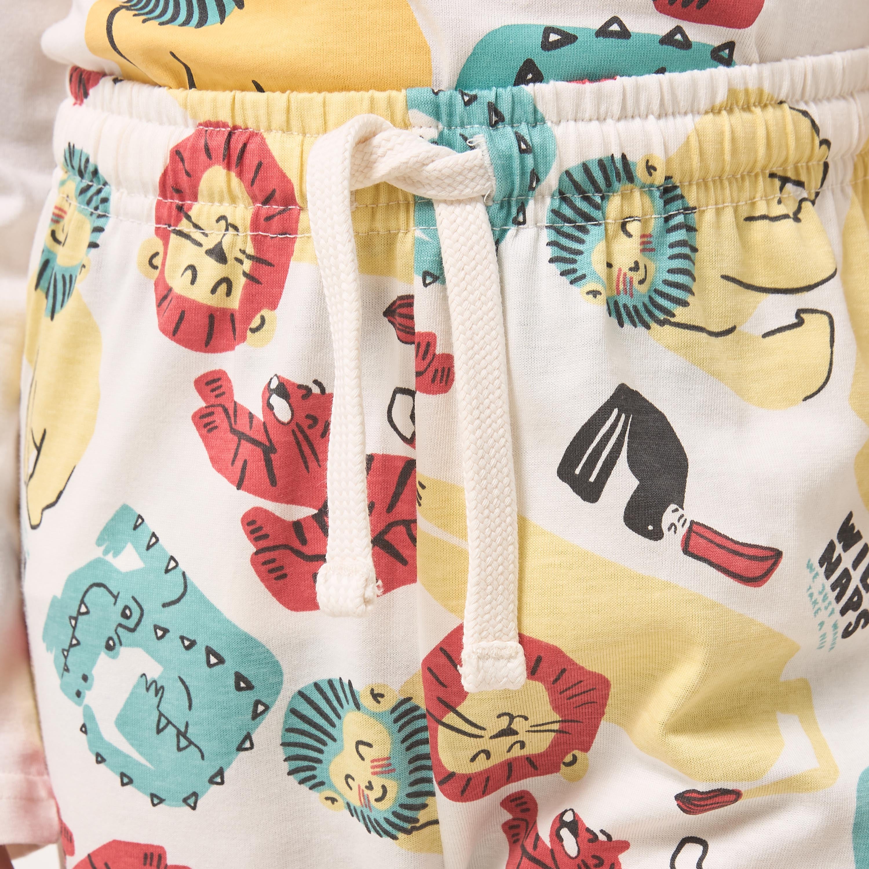 Pack of 2 Juniors Cotton Crew Neck Long Sleeves Pyjama Set with Assorted Print