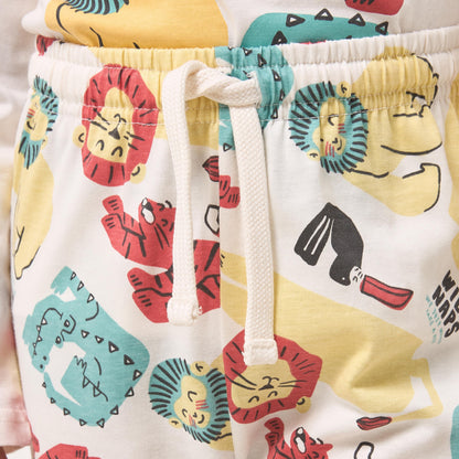 Pack of 2 Juniors Cotton Crew Neck Long Sleeves Pyjama Set with Assorted Print