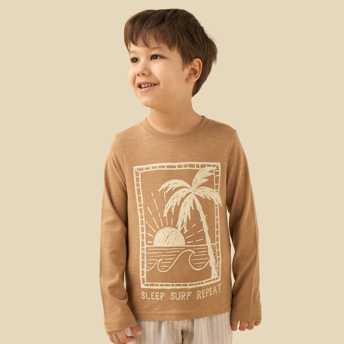 Juniors Cotton Crew Neck Long Sleeve Pyjama Set with Drawstring Closure