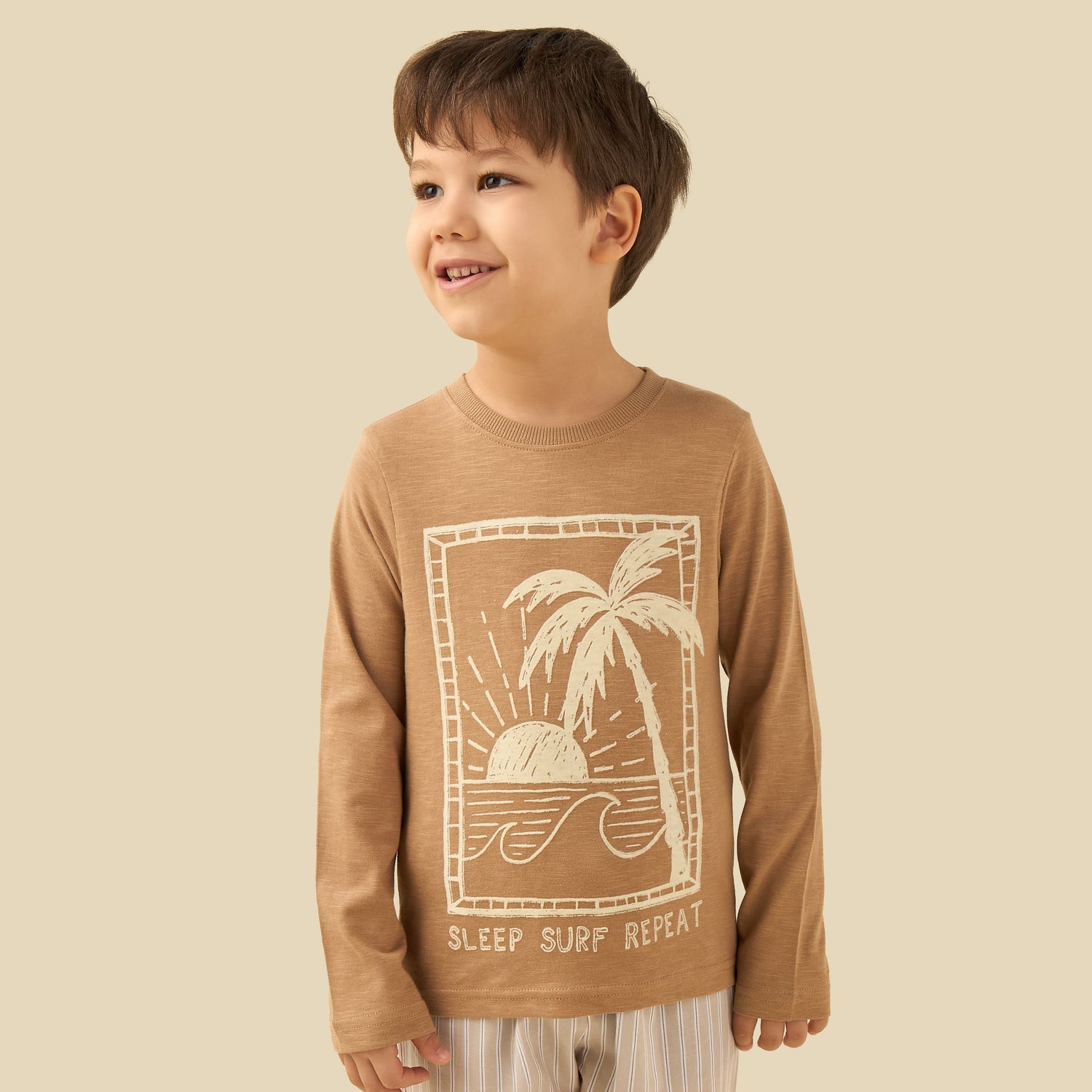 Juniors Cotton Crew Neck Long Sleeve Pyjama Set with Drawstring Closure